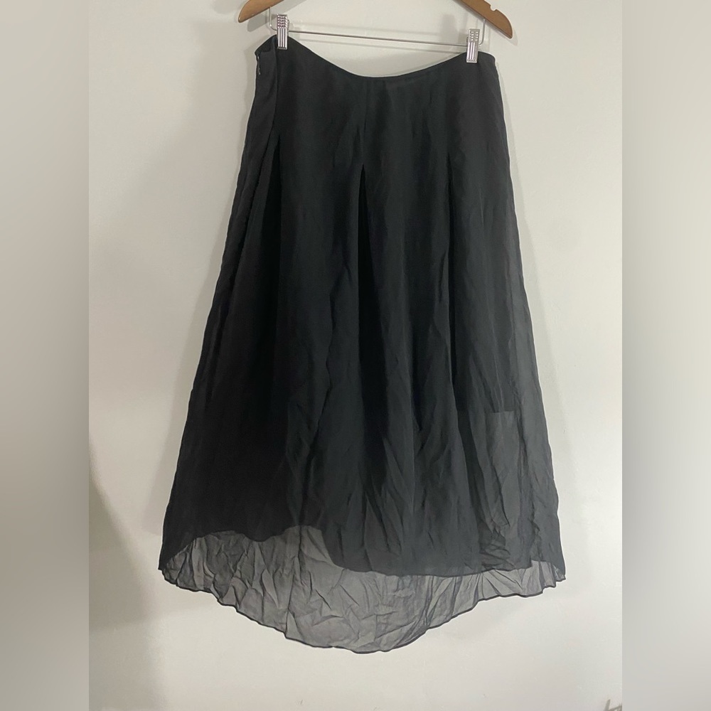 Eileen Fisher - Black Silk Pleated Skirt - Picture 2 of 13